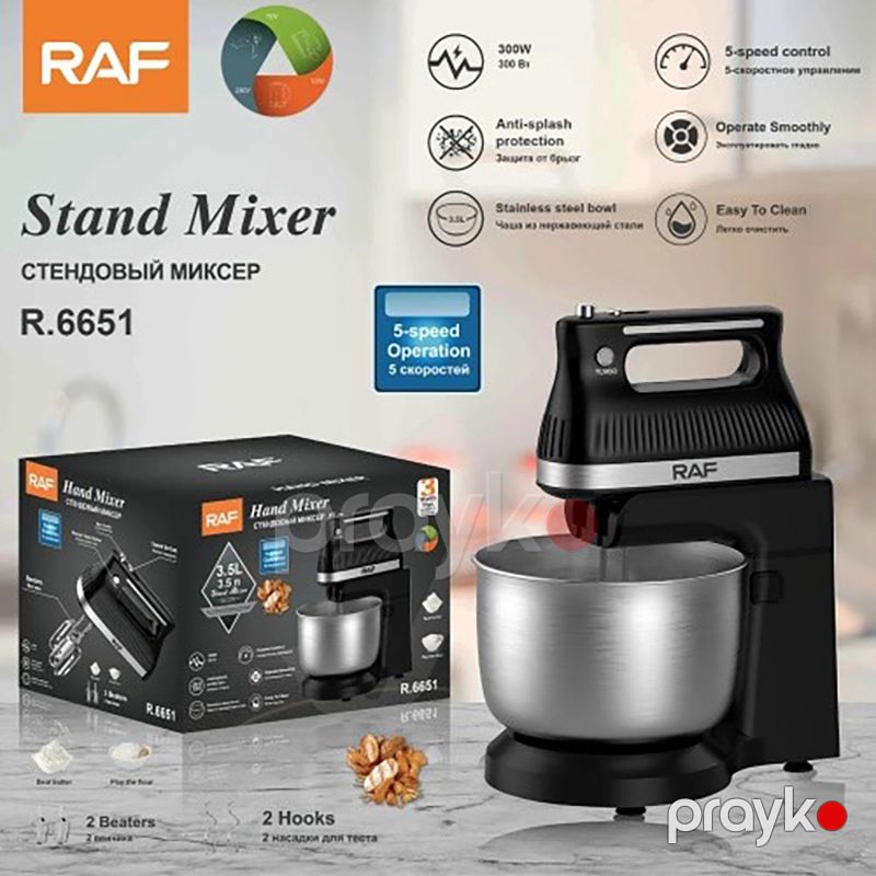 Raf Mikser Elektrikli Xəmir Yoğurma Mikseri 300W Yüksək Güclü Paslanmaz Polad Mikser — Blenderlər, xırdalayanlar və mikserlər, Bakı (2)