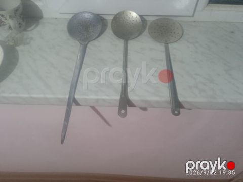 Paslanmayan poladdan hazırlanmış 3 ədəd deşikli köpük qaşığı (skimmer) — Bakı