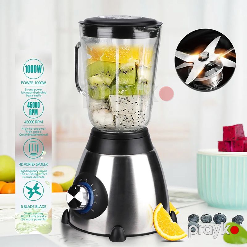 2-si 1-də Professional Şüşə Mətbəx Blenderi 5Sürət Ayarlı 03L Üyüdücü Başlığı İlə Dayanıqlı Gümüş 1.5L Smoothie Blender Dəsti — Blenderlər, xırdalayanlar və mikserlər, Bakı (5)