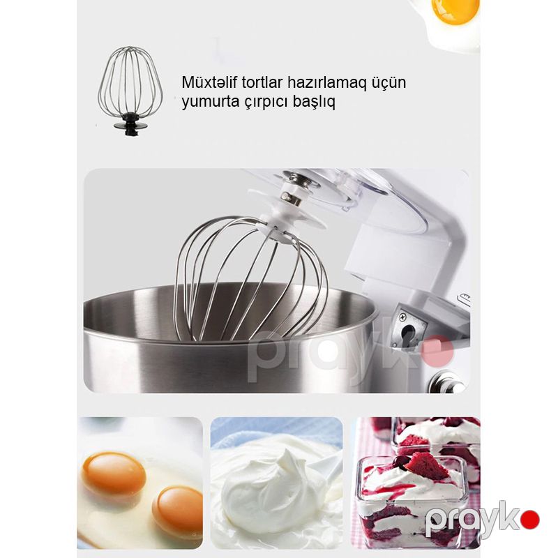 Sokany SC-209 Elektrikli Xəmir Yoğurma Maşını 800W Gücə Məxsus 6 Pilləli Mətbəx Üçün Protativ Xamır Yoğurma Maşını 4L — Blenderlər, xırdalayanlar və mikserlər, Bakı (5)