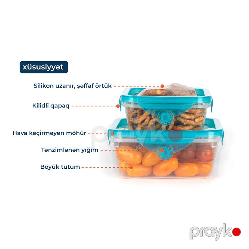 Stretch and Fresh, Silikon qida saxlama qabları, bərk qidalar üçün hava keçirməyən və şorba və souslar üçün sızdırmaz — Qablar və mətbəx əşyaları, Bakı (6)