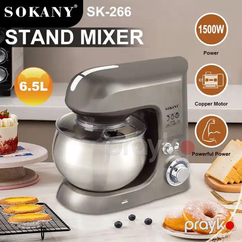 1500W Yüksək Gücə Malik Sokany Çoxfunksiyalı Xəmir Qarışdıran Yumurta Çırpıcı Mikser 6,5L Tutumlu — Blenderlər, xırdalayanlar və mikserlər, Bakı (6)