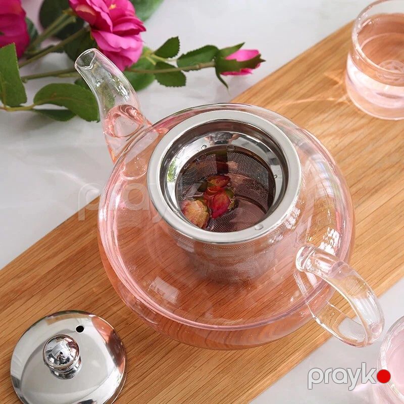 Paslanmayan Polad Süzgəcli Çaynik Şüşə Çaynik 1200 ml — Çaynikler və qəhvə qabları, Bakı (4)