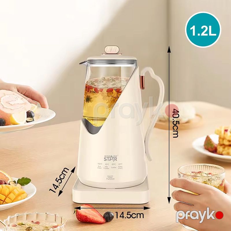 Winning Star Elektrik Çayniki ST-6032 1,5 L 1500 Vt Gücündə Çay Dəmləyici Çaynik Şüşə Çaydan Ətirli Yaşıl Çay Dəmləyici — Çaynikler və qəhvə qabları, Bakı (6)