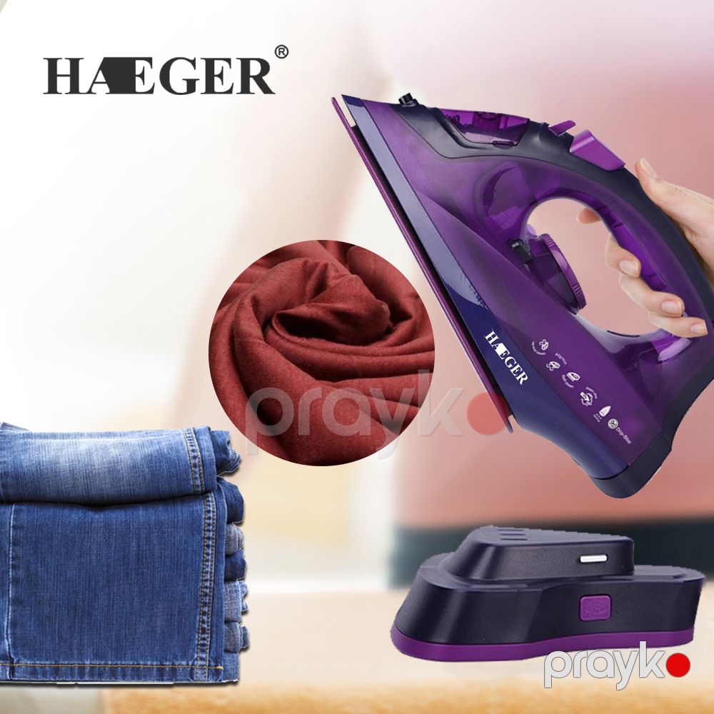 Paltar üçün Haeger Buxar Ütüsü Yüksək Keyfiyyətli Dəqiq Termostatlı Buxarlı Ütü Seramik Altlıq Üç Dişli 2200W Güc — Ev texnikası, Bakı (6)
