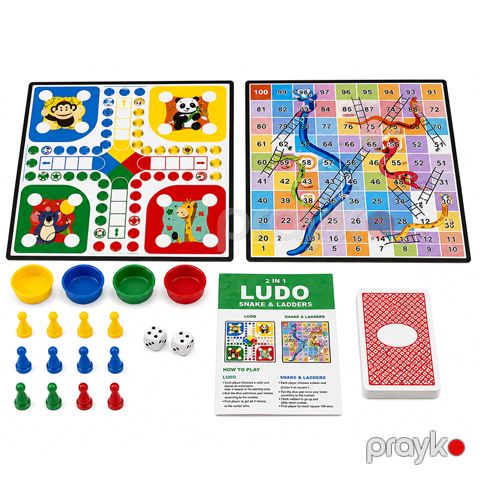 Ludo & Snake & Ladders 2-si 1-də Ailəvi Stolüstü Oyun — Bakı