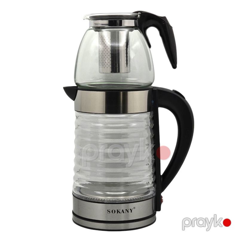Sokany Çay Dəmləyicisi SK-09054 Şüşə Elektrik Çaydanı 0.8 l dəmləyicili stəkan, həcmi 2.2L 1500 Vt — Elektrik çaydanları və termoslar, Bakı (2)
