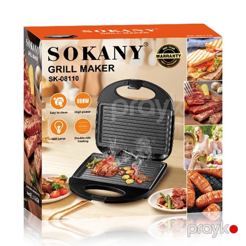 Sokany SK-08110 - Elektrik Qril, Yapışmayan Örtük və İstiliyə Davamlı Plastik, 800W Güc — Toster və vaflyasıcı, Bakı (6)