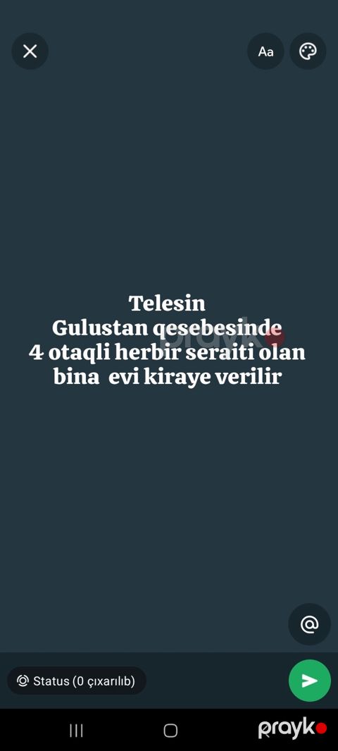Gülüstan qəsəbəsində 4 otaqlı, hər bir şəraiti olan bina evi kirayə — Gəncə