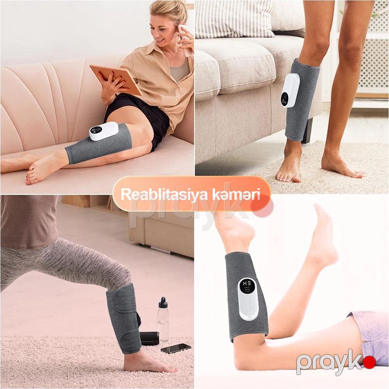 İstilik Pressoterapiyalı Ayaq Əzələsi Masaj Cihazı X2 Hava Təzyiqli Vibrasiyalı 360° Elektrikli Ayaq Masajı Boz MD-062 — Gözəllik və səhiyyə, Bakı (5)