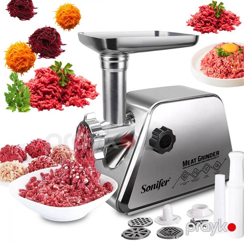 Sonifer SF-5019 Yeni Yüksək Keyfiyyətli 1500W Çoxfunksiyalı Kolbasa Hazırlayan Ətmaşını Elektrikli Paslanmayan Polad Ət Çəkən — Digər mətbəx texnikası, Bakı (4)
