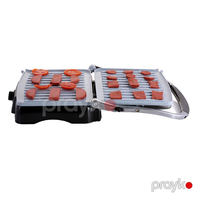 180° Dərəcə Açıla Bilən Hausberg Qril Toster 2200W Gücə Mexsus Qranit Pilləli Örtük HB-533 Yapışmayan 2 Örtüklü Sendviç Qril — Toster və vaflyasıcı, Bakı (6)