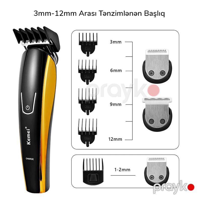 Kemei 5-i 1də Professional Suya Davamlı Saç Təraş Maşını 40D Trimmer Saç Saqqal Boyun və Bədən Makası — Usturalar, trimmerler və epilyatorlar, Bakı (5)