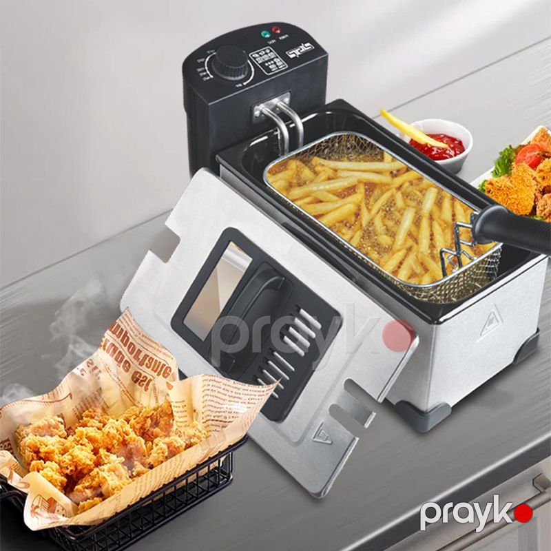 DSP Elektrikli Kartof Qızartma Maşını 2000W Gücündə Yapışmaz Mətbəx Qızardıcısı Polad Tənzimlənən Termostat Nəzarəti — Soba və qrillər, Bakı (3)