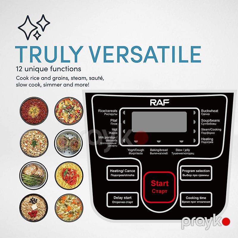 RAF R.166B Elektrikli Qazan Led Displeyli Qazan Airfryer 900W Parovarka Davamlı Buxar Qazani — Qablar və mətbəx əşyaları, Bakı (3)