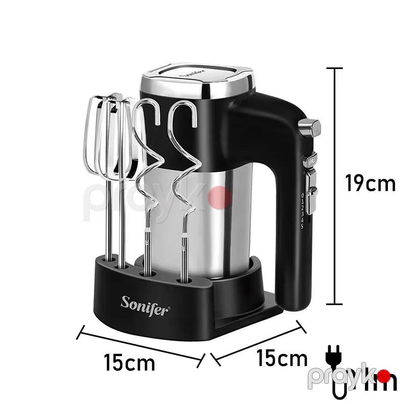 Sonifer SF-7023 5 Sürətli Əl Mikseri Yumurta Çırpıcı Xəmir Qarışdıran Paslanmaz Polad Başlıqlı Mikser 500W — Blenderlər, xırdalayanlar və mikserlər, Bakı (5)
