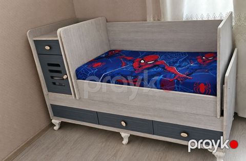Uşaq çarpayısı – saxlama bölmələri ilə - Material: ağac/laminat — Digah