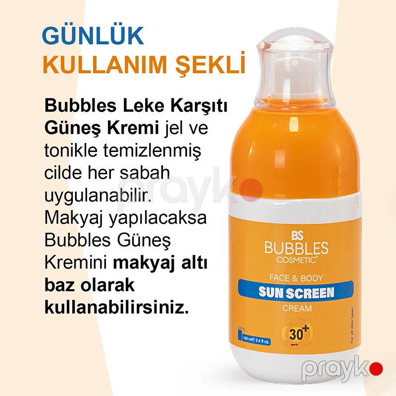 Bs Bubbles Cosmetic Günəş Ləkələrinə Qarşı Makyaj Altı Bazlı Güneş Qoruyucu Krem 30spf 100ml — Gözəllik və səhiyyə, Bakı (4)
