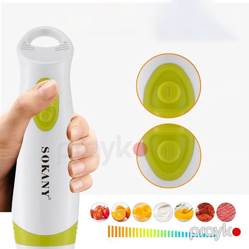 Sokany Elektrinki Əl Blenderi İki Sürətli Paslanmaz Polad Bıçaq 300W Gücə Məxsus Qida Prosessoru Uşaq Qidası Üçün Blender — Blenderlər, xırdalayanlar və mikserlər, Bakı (5)