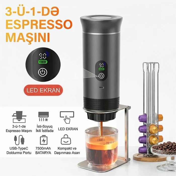 Portativ Zordin 3-ü 1-də Kofe Maşını: Hər yerdə mükəmməl Espresso və Lunqo — Mallar, Bakı (2)
