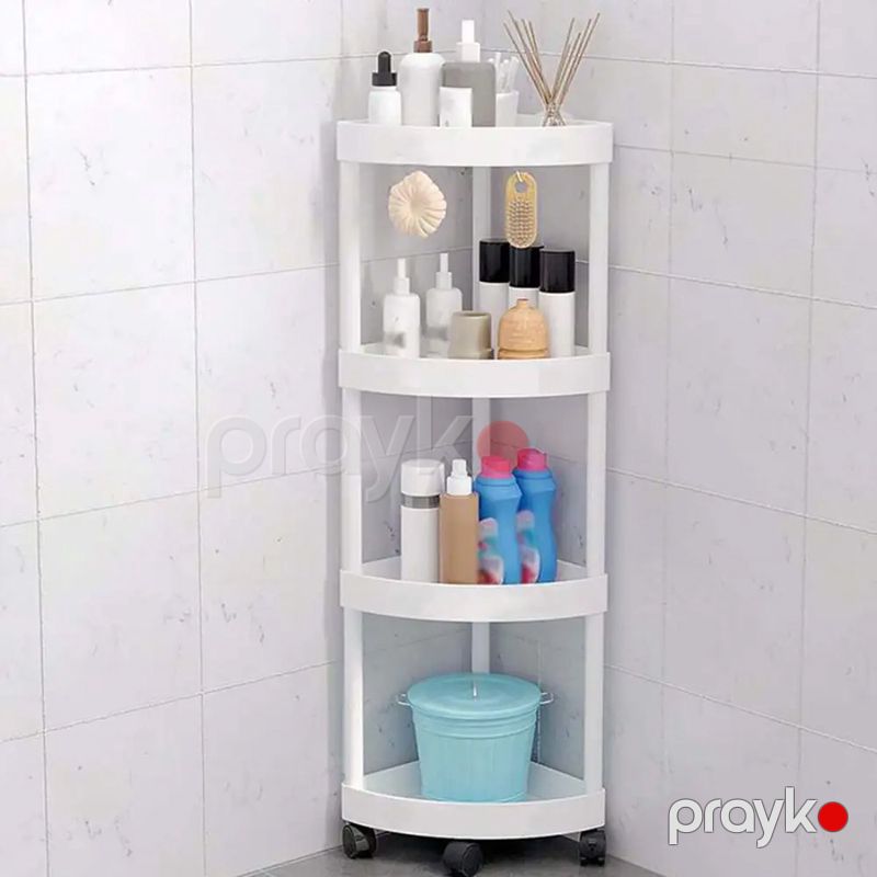 4 Qatlı Künc Vanna Otağı Rəfi 85x28x22sm Ağ Təkərli Hamam Künç Rəfi Dayanıqlı Kompakt Künc Rəfi — Mallar, Bakı (3)