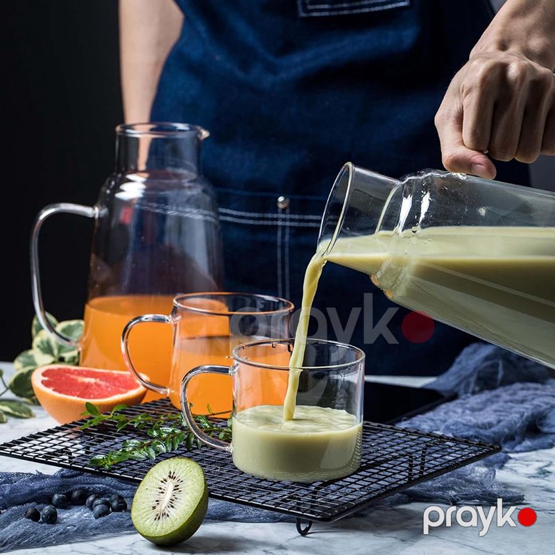 Eleqant Qrafin 1,5L Qapaqlı Şüşə Sürahi İçməli Su Üçün Premium 50Oz Şüşə Su Qabı Qrafinka Dəsti — Qablar və mətbəx əşyaları, Bakı (4)