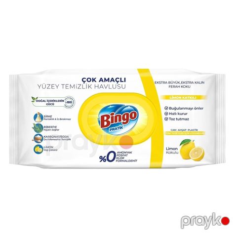 Binqo Səhti Təmizləyən Dəsmal Limon Ətirli Pratik Yüzey Temizlik Havlusu 5 Ədəd Limon Kokulu Bingo Salfet — Bakı