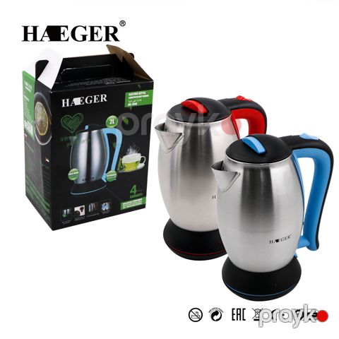 Haeger Elektrikli Çaydan, Kettle 220V Elektrikli Su Qızdırıcısı 2L Tutumlu Paslanmaz Polad Çaydan Mətbəx Avadanlıqları — Bakı