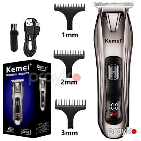 Kemei KM-639 Professional Saç Saqqal Təraş Maşını Led Displeyli Kişi Təraş Maşını Trimmer — Bakı