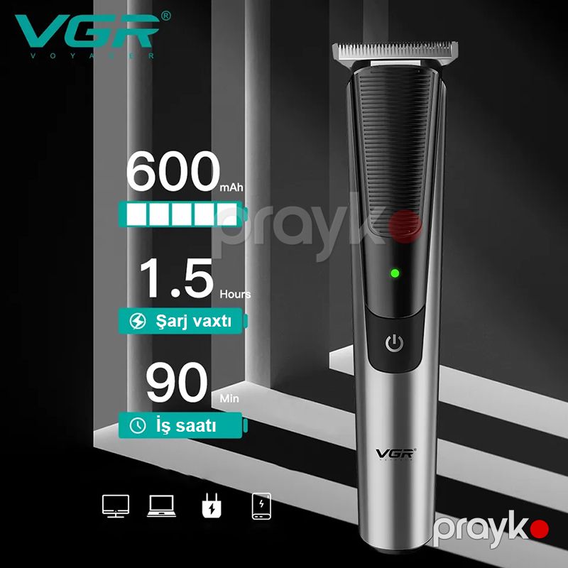 Kişilər üçün Professional VGR Saç Kəsmə Makinası 0mm 600 mAh Elektrikli Simsiz Saç Kəsmə Makinası — Usturalar, trimmerler və epilyatorlar, Bakı (3)