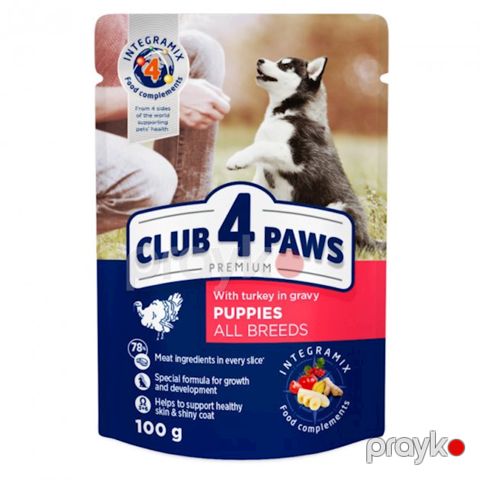 Nəm yem Club 4 Paws Premium Puppies, hindquşu ilə, 100 q — Bakı