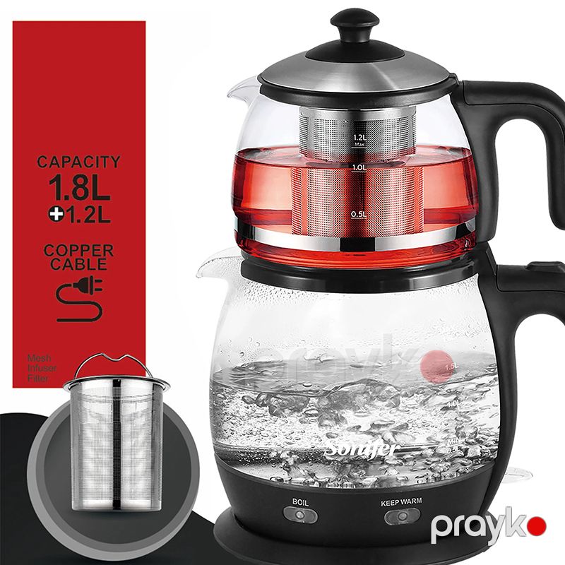 Sonifer SF-2089 Elektrikli Çaydan Çaynik Dəsti 2200W Gücündə Çaydan Tutumu 1,8L Çaynik Tutumu 1,2 L — Elektrik çaydanları və termoslar, Bakı (5)