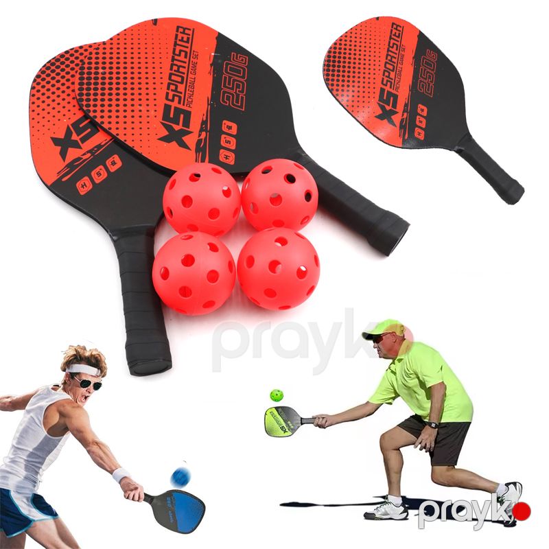Pickleball Raketi Qırmızı Pickleball Paddle Set Taxta Pickleball Raketleri 4 Top Çanta Qapalı və Açıq Hava Tennisi — İdman, hobi, istirahət, Bakı (3)
