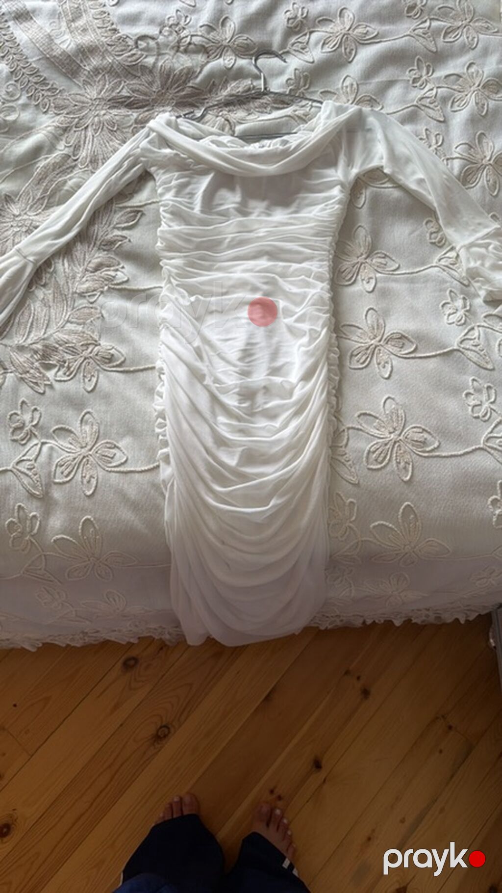 Ağ rəngli zərif ziyafət/nişan/libas - Model: bədənə oturan, uzun — Axşam paltarları, Bakı (2)