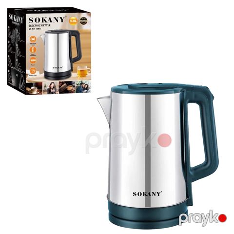 Elektrik Çaydanı Sokany SK-SH-1060 3L Avtomatik Söndürülən Professional Paslanmayan Polad Çaydan — Bakı