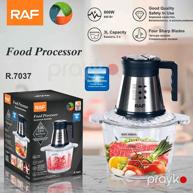 RAF Çoxfunksiyalı 3L Paslanmayan Polad Yüksək Sürətli Qida Doğrayıcı 800W R.7037 — Blenderlər, xırdalayanlar və mikserlər, Bakı (6)