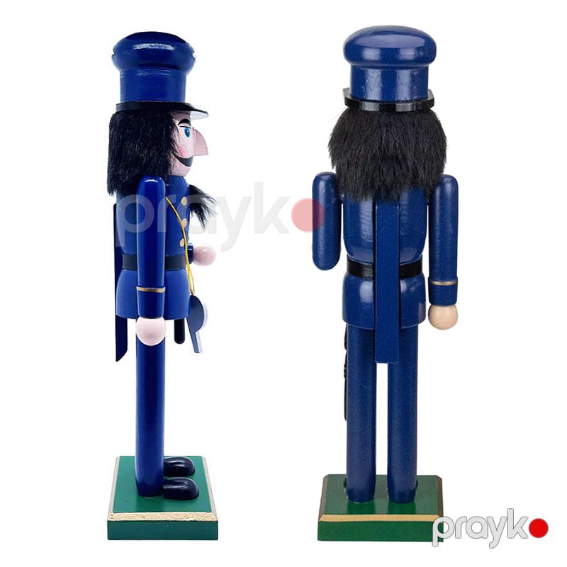 Taxta Şelkunçik 36SM Ənənəvi Bayram Milad Dekoru Taxta Polis Şelkunçik Fitli Mavi Uniformalı Milad Dekoru BB 248-16/3609 — Mallar, Bakı (5)