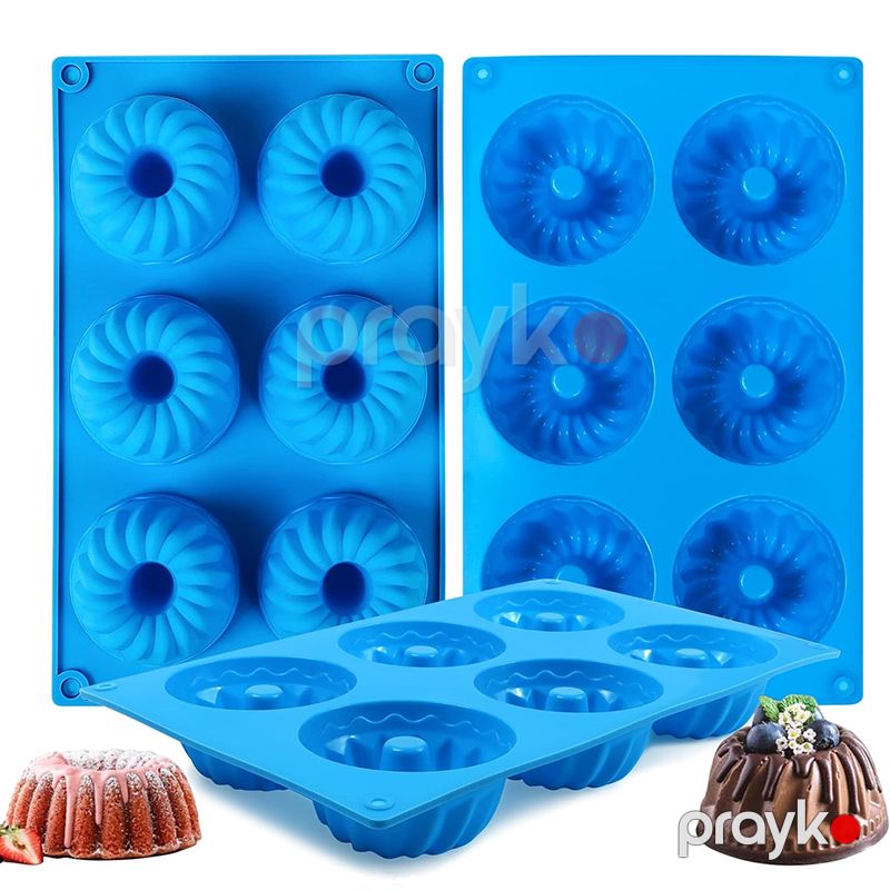 2 ədəd 6 hissəli silikon jelatin qəlibləri silikon tort qəlibləri, zərif yapışmayan bişirmə qəlibləri donut keks qabı — Qablar və mətbəx əşyaları, Bakı (4)
