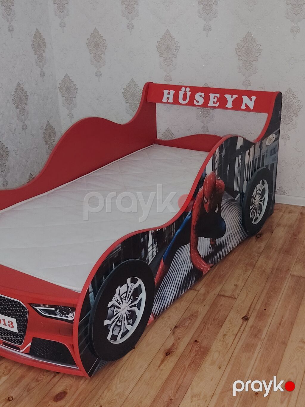 Uşaq üçün maşın formalı çarpayı - Rəng: qırmızı - Dizayn: Ön hissədə — Yataqlar, Bakı (3)