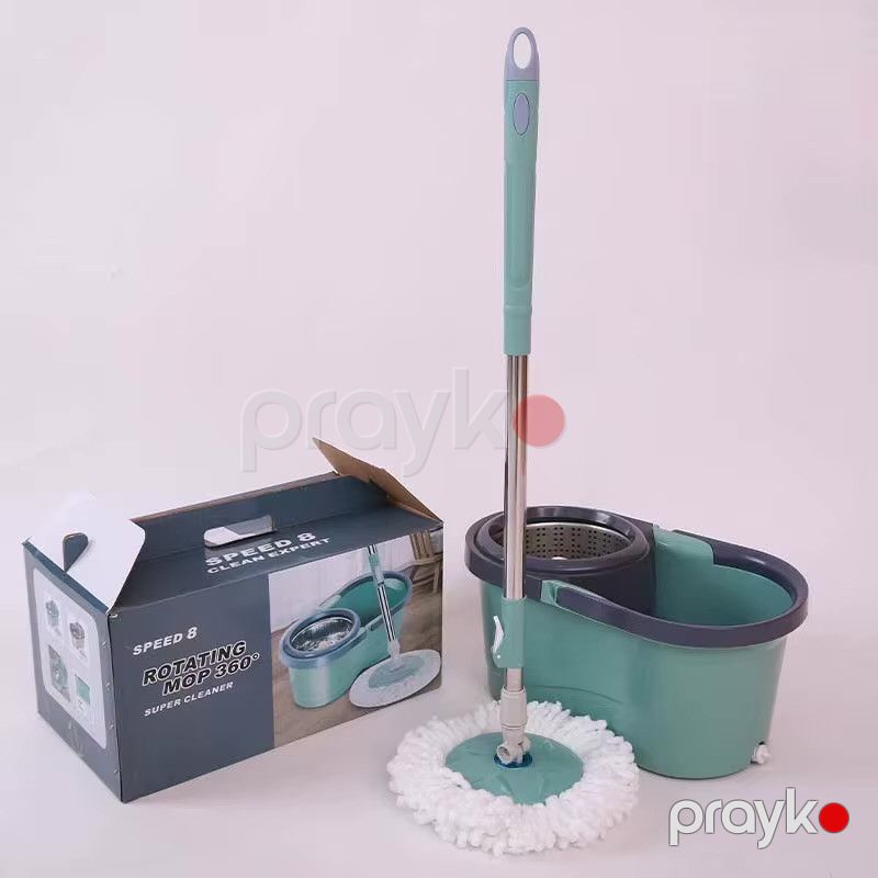 Mop və Vedrə Dəsti 360 Dərəcə Fırlanan Mop 2 Mikrofiber Başlıqlı Tənzimlənən Dəstəkli Mop — Mallar, Bakı (3)