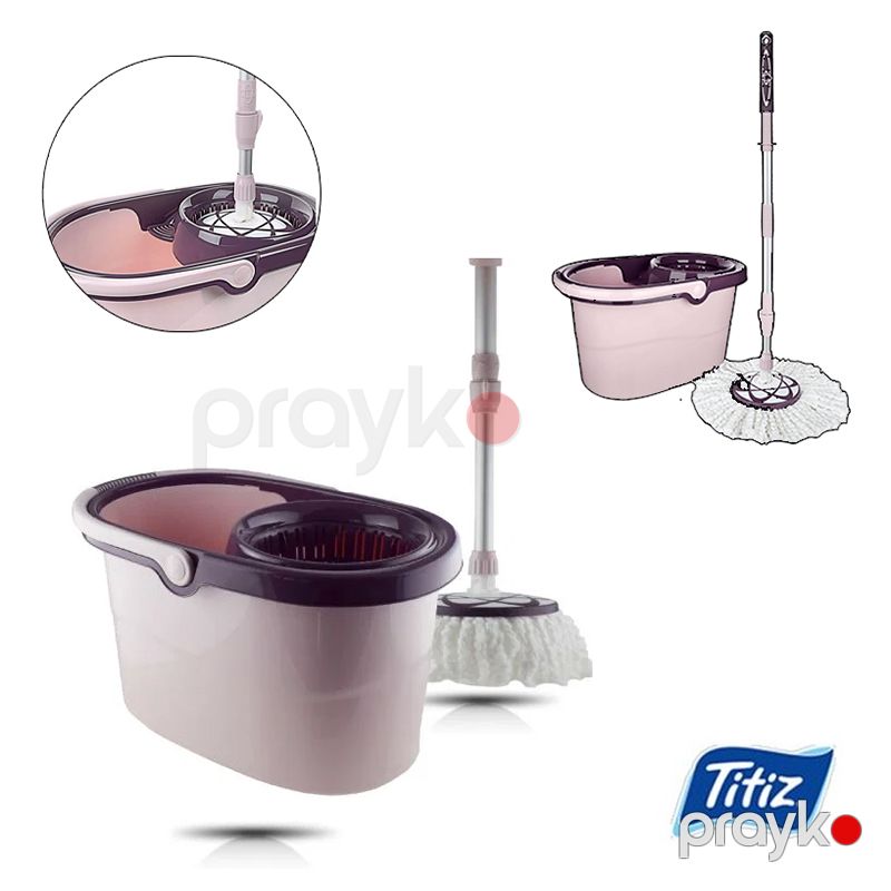Titiz Döşəmə Temizlik Seti 180 Derece Döner Mikrofiber Mop Paspas Başlıq 10 Lt TP-667 Avtomatik Təmizləmə Temizlik Seti — Mallar, Bakı (3)