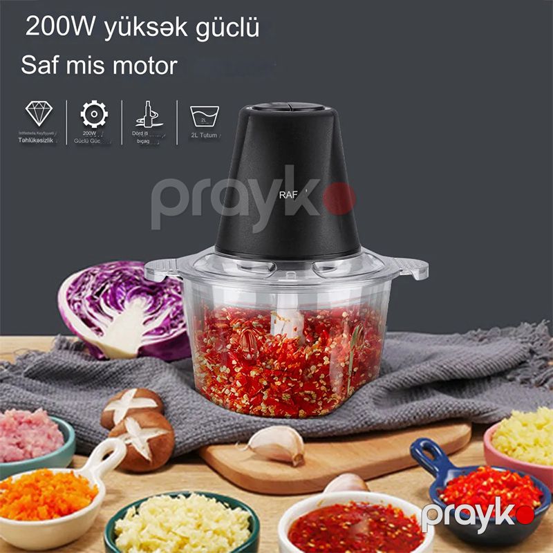 RAF R.7011 Çoxfunksiyalı Portativ Doğrayıcı Tərəvəz Doğrayıcı 600W Gücündə Mətbəx Doğrayıcısı Tutum 2L — Blenderlər, xırdalayanlar və mikserlər, Bakı (2)