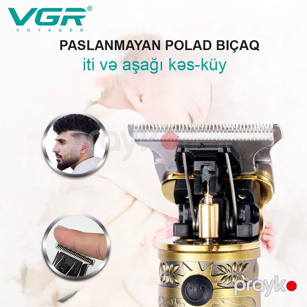 VGR V-085 Doldurulabilən Saç Kəsicisi, T-Bıçaqlı Trimmer, 3 Darağı Və Fırçası olan Simsiz Saç Qırxan Maşını — Usturalar, trimmerler və epilyatorlar, Bakı (7)