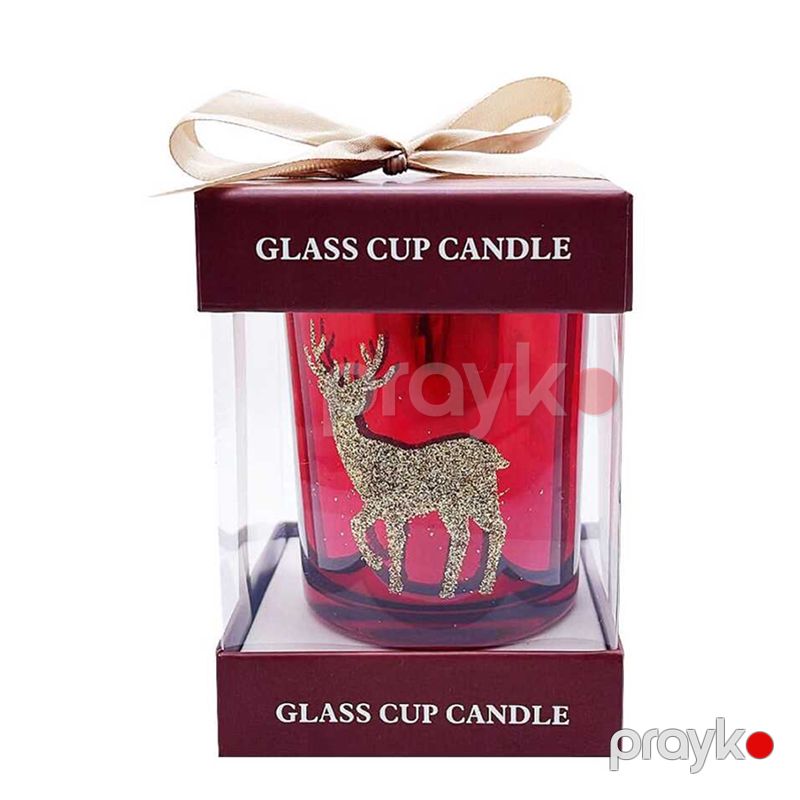 Yeni İl Şamı Glass Cup Candle Aromatik Mum Parıltılı Əl İşi Şam BB 257-4 Zərli Zərif Hədiyyəlik Milad Şamı — Mallar, Bakı (3)