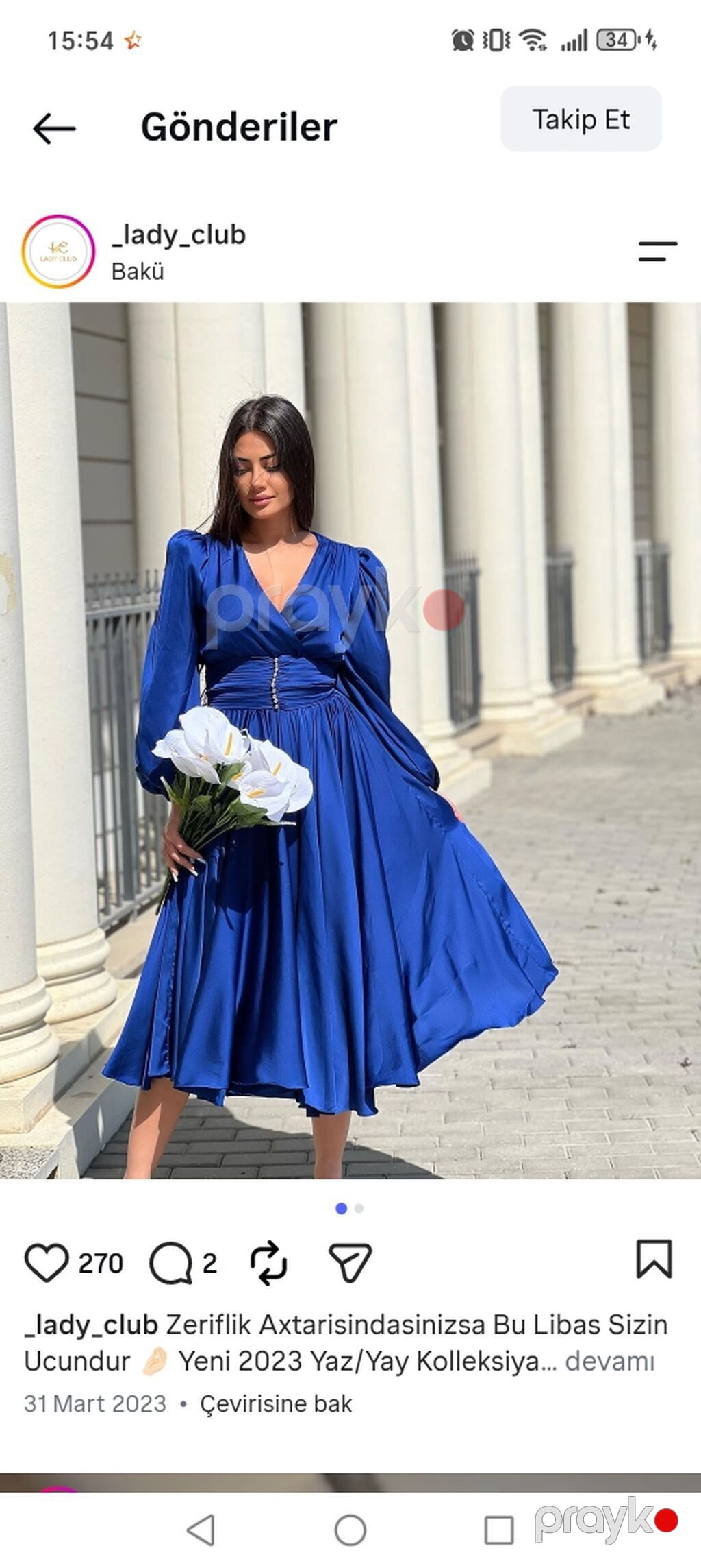 Zərif və eleqant mavi don – Rəng: kral mavisi Uzunluq: midi Stil — Gündəlik paltarlar, Bakı (2)