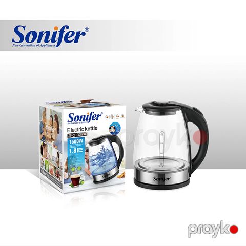 Sonifer SF-2132 Elektrikli 1500w Şəffaf Çaydan Böyük Tutumlu 1.8 litrlik Şüşə Çaydan Yüksək Keyfiyyətli Electric Kettle — Bakı