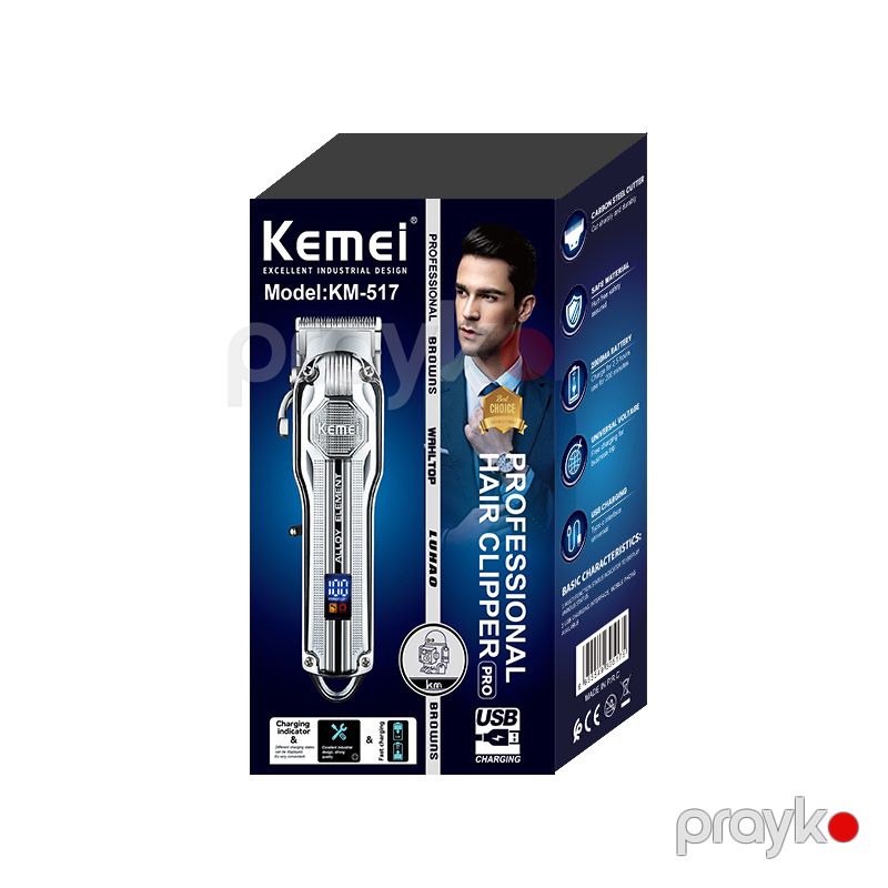 Kemei Km-517 - Trimmer Yüksək Güclü Trimmer USB Rəqəmsal Ekran Elektrikli Saç Qırxan Maşın — Usturalar, trimmerler və epilyatorlar, Bakı (3)