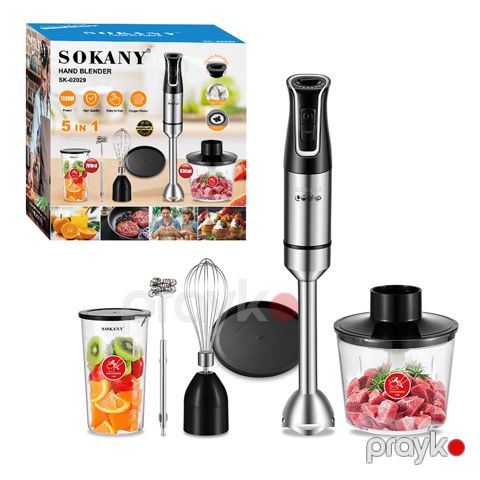 Sokany sk-02029 1200 Vt əl blender 5-i 1-də əl blender, Paslanmayan polad bıçaqlı əl blender, 700 ml mikser, 500 ml — Bakı