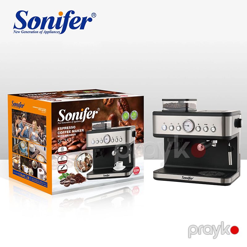Sonıfer SF-3571 Çoxfunksiyalı Elektrikli Kofe Aparatı Qəhvə Maşını Kappuçino Espresso Kofe Hazırlayan Aparat 850 W — Digər mətbəx texnikası, Bakı (6)