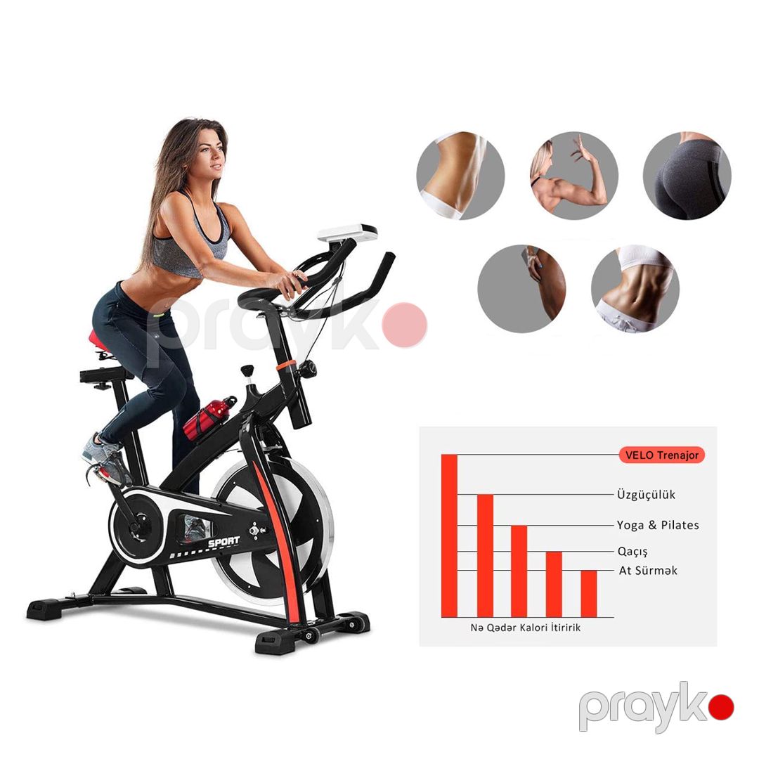 Geoneo Maqnetik Velo Trenajor Qapalı Sabit 35 LB Xrom Çarx LCD Monitor Evdə İdman Üçün — Fitness və simulyatorlar, Bakı (4)
